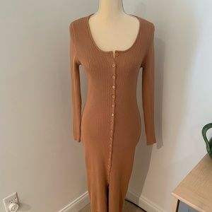 VICI Tan/camel colored sweater dress with buttons